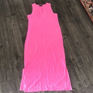 Neon pink maxi dress